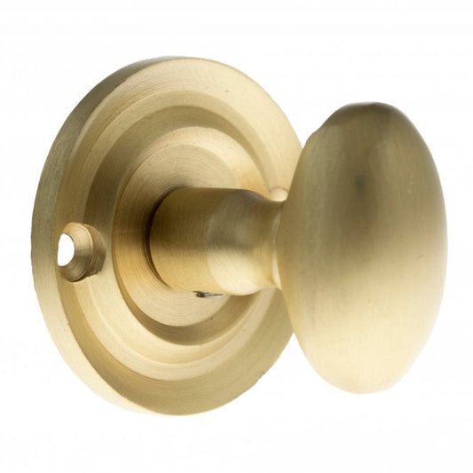 Old English WC Turn And Release Knob Style On Round Rose In Satin Brass