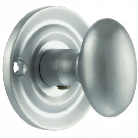 Old English WC Turn And Release Knob Style On Round Rose In Satin Chrome