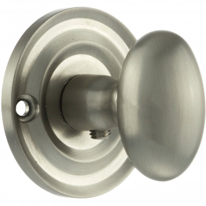 Old English WC Turn And Release Knob Style On Round Rose In Satin Nickel