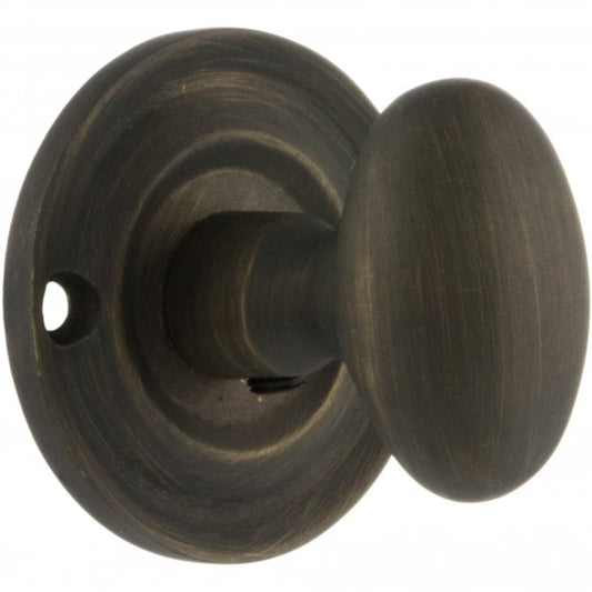 Old English WC Turn And Release Knob Style On Round Rose In Urban Bronze