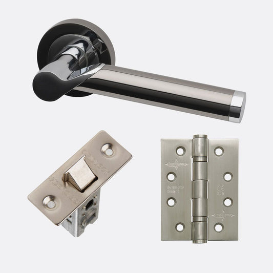 Polaris Lever On Rose Polished Chrome & Black Door Handle Pack