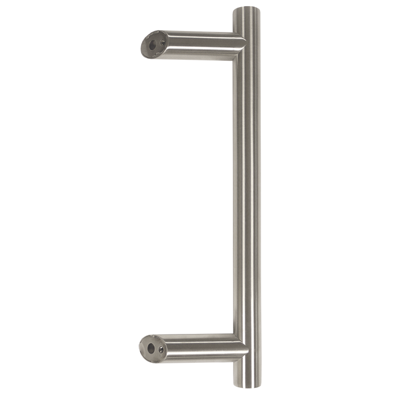 Pull Handle - 600mm OFFSET 400mm centres including 2 fixings with bolts - Satin Stainless Steel 316