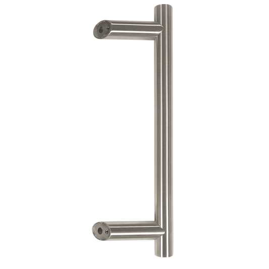 Pull Handle - 600mm OFFSET 400mm centres including 2 fixings with bolts - Satin Stainless Steel 316