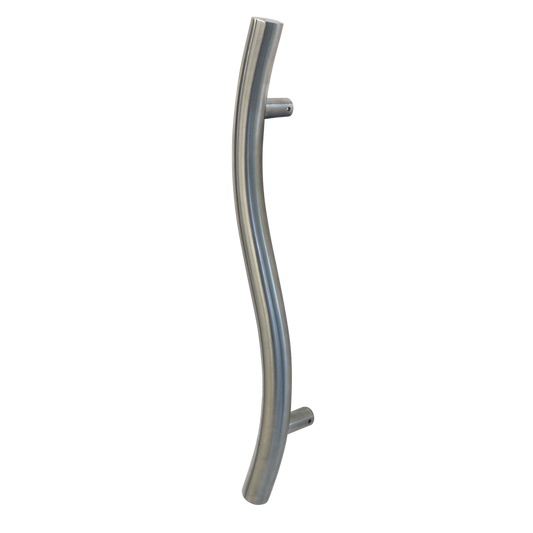 Pull Handle - 600mm Straight WAVE Design including 2 fixings with bolts - Satin Stainless Steel