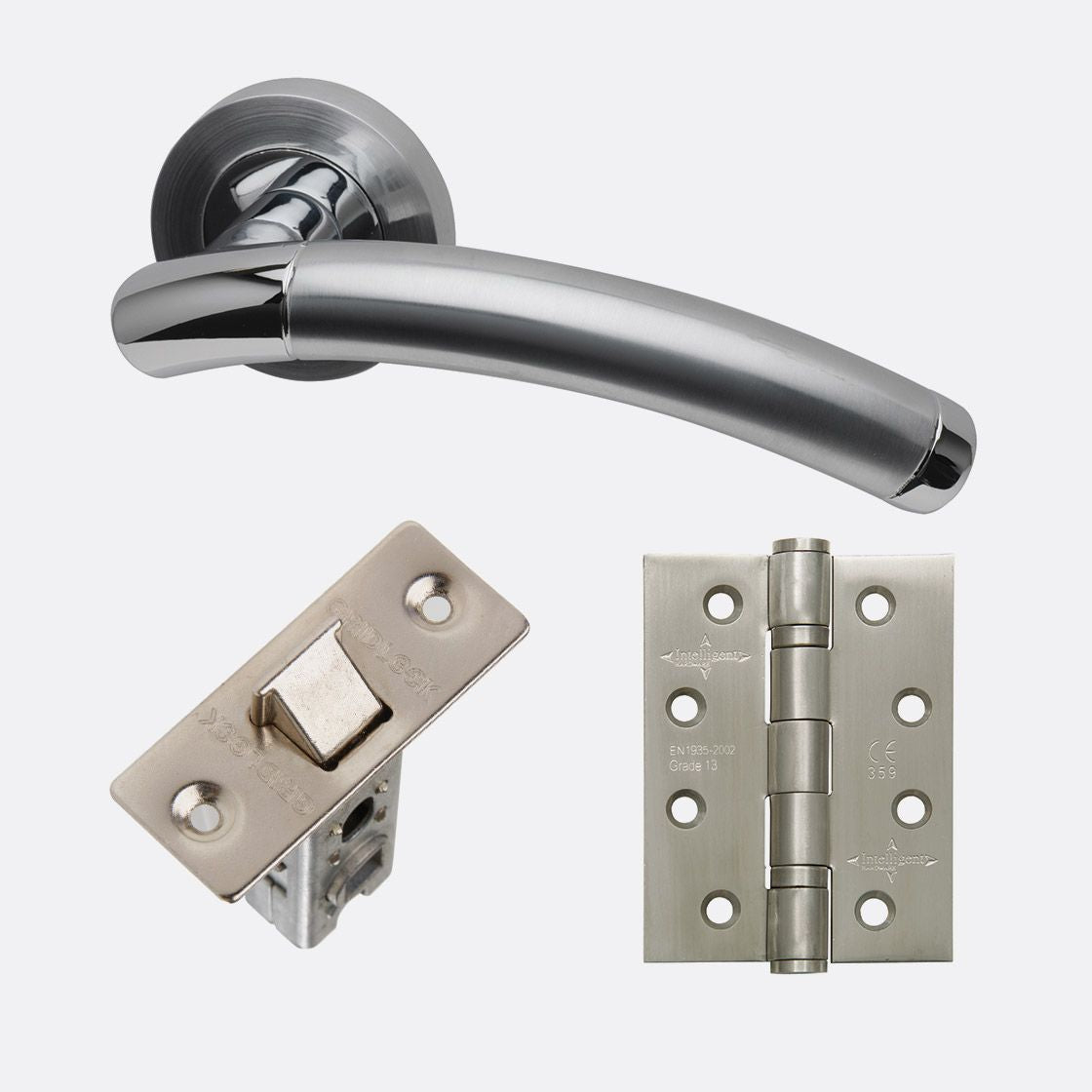 Saturn Lever On Rose Polished & Satin Chrome Handle Pack