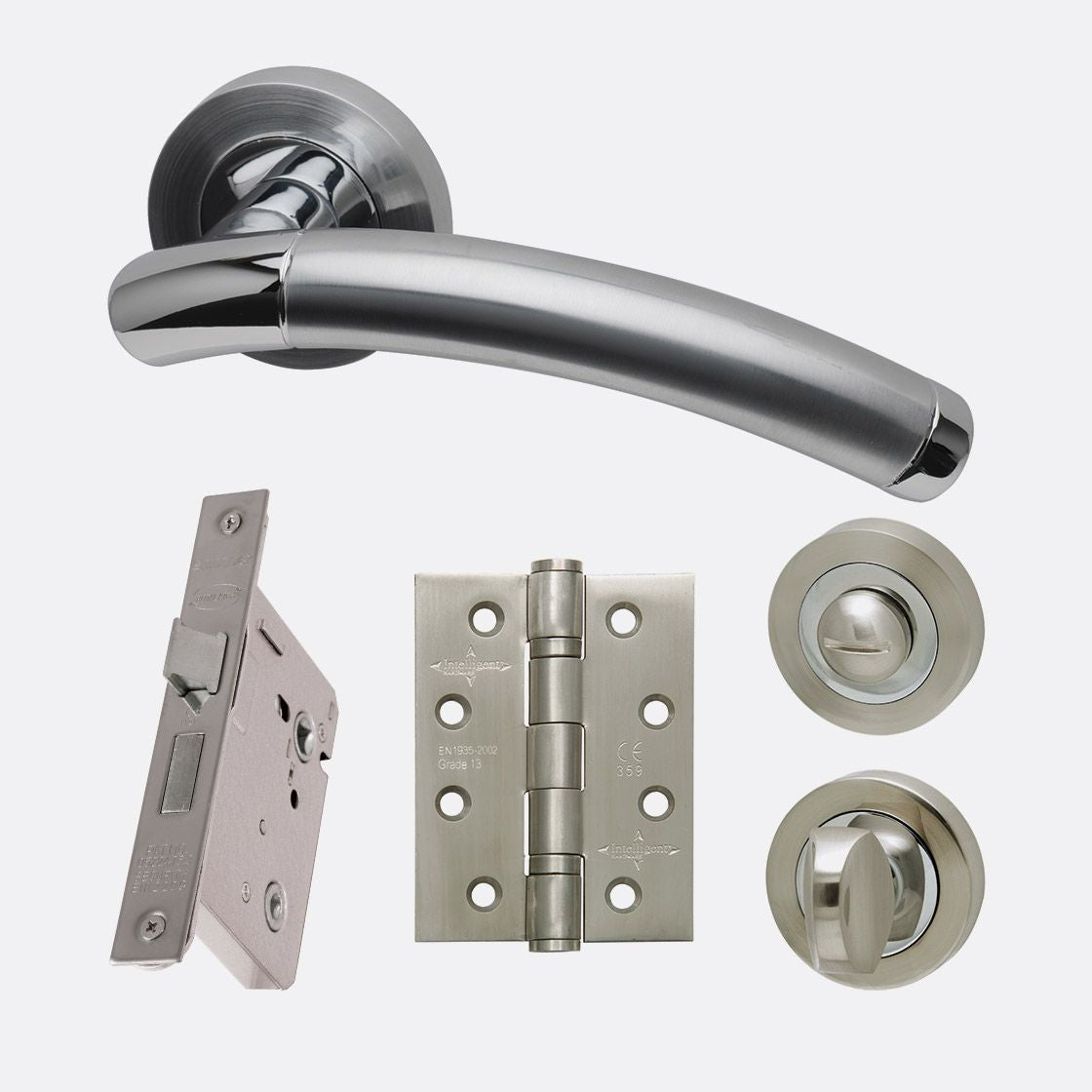 Saturn Lever On Rose Polished & Satin Chrome Privacy Handle Pack