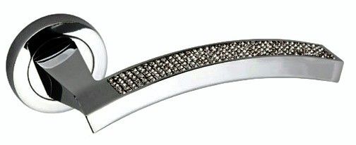 Senza Pari Crystal Designer Lever on Round Rose - Polished Chrome