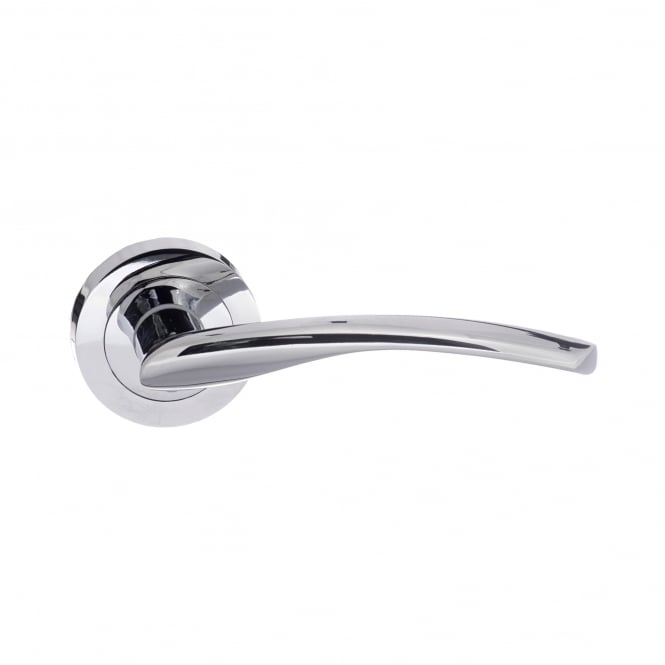 Status Arizona Lever On Round Rose Pair Of Door Handles Polished Chrome