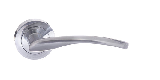 Status Arizona Lever on Round Rose Pair Of Door Handles Satin Chrome