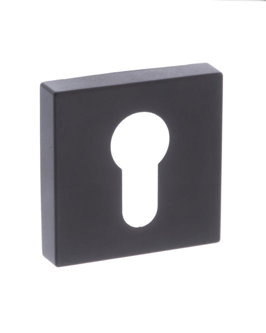 Status Euro Escutcheon on Square Rose In Matt Black