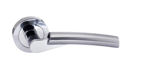 Status Florida Lever on Round Rose Door Handles Satin Chrome/Polished Chrome