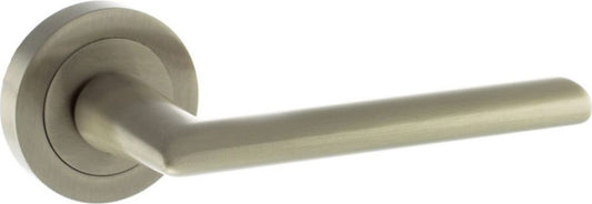 Status Georgia Lever On Round Rose Door Handles In Satin Nickel