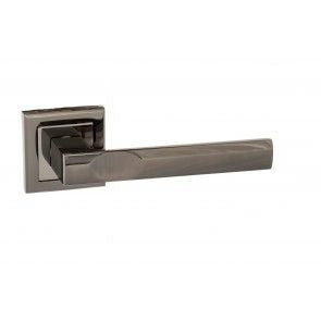 Status Kansas Lever On Square Rose Door Handles Black Nickel