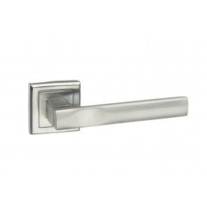 Status Kansas Lever on Square Rose Pair Of Door Handles In Satin Chrome