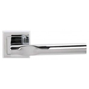 Status Kansas Lever on Square Rose Pair Of Door Handles Polished Chrome