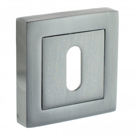 Status Key Escutcheon on Square Rose In Satin Chrome