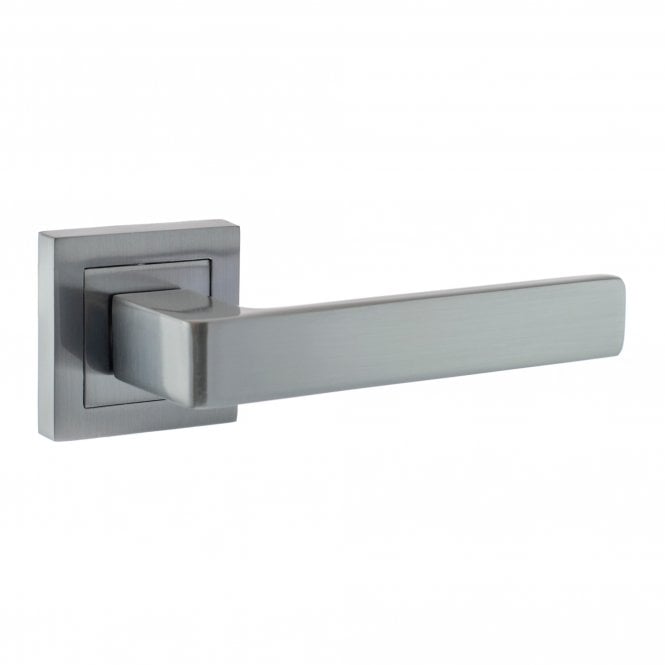 Status Montana Lever On Square Rose Pair Of Door Handles Satin Chrome