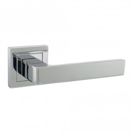 Status Montana Lever On Square Rose Pair Of Handles Polished Chrome