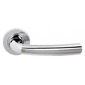 Status Nevada Lever on Round Rose Pair Of Door Handles Polished Chrome