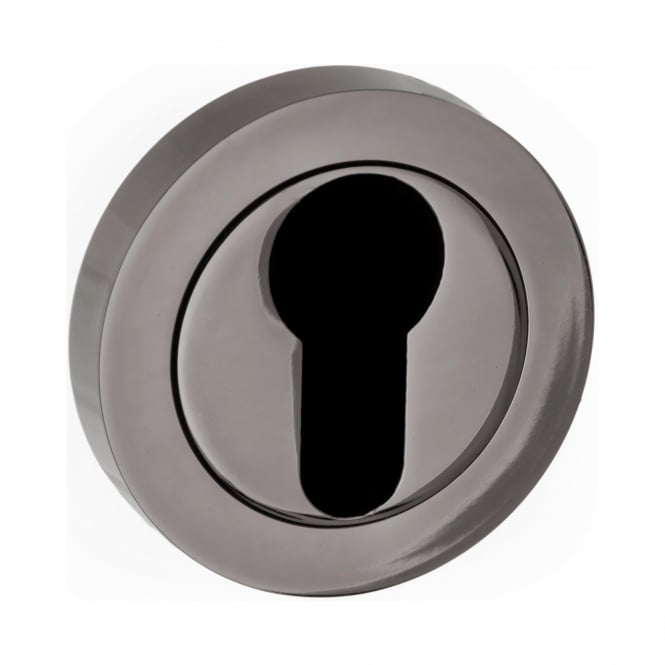 Status Pair Of Euro Escutcheon On Round Rose In Black Nickel