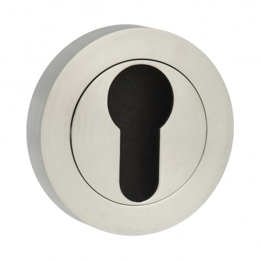 Status Pair Of Euro Escutcheon On Round Rose In Satin Chrome