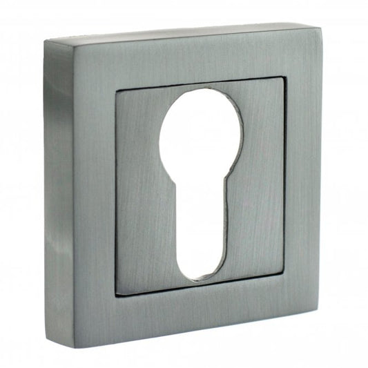 Status Pair Of Euro Escutcheon On Square Rose In Satin Chrome