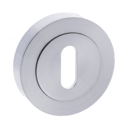 Status Pair Of Key Escutcheon On Round Rose In Satin Chrome