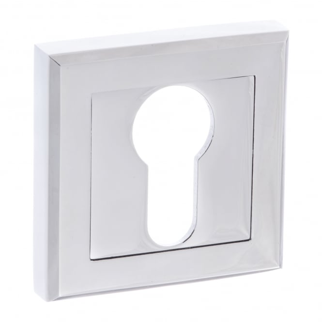 Status Pair Of Key Escutcheon On Square Rose In Polished Chrome