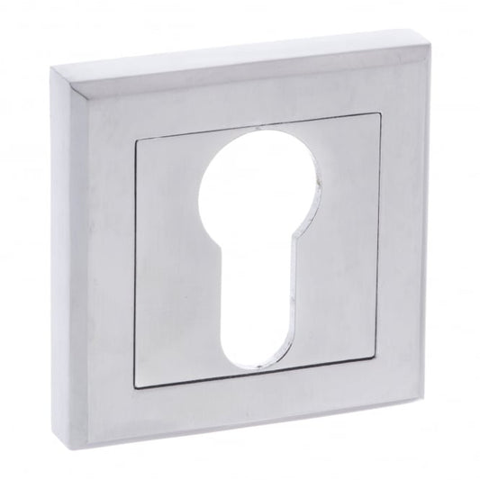 Status Pair Of Key Escutcheon On Square Rose In Satin Chrome