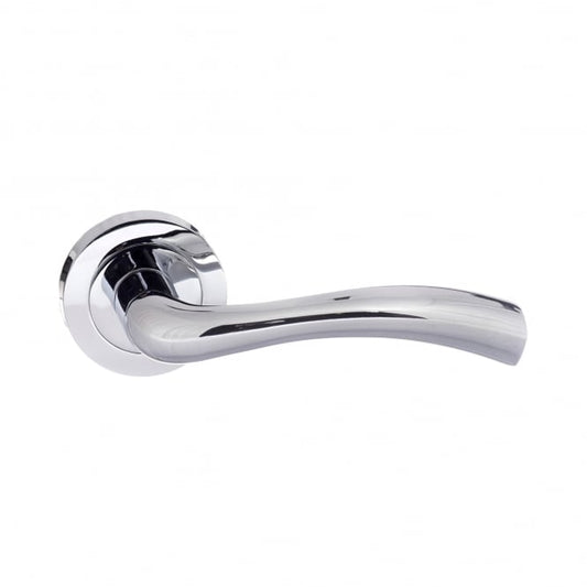 Status Texas Lever On Round Rose Door Handles Polished Chrome