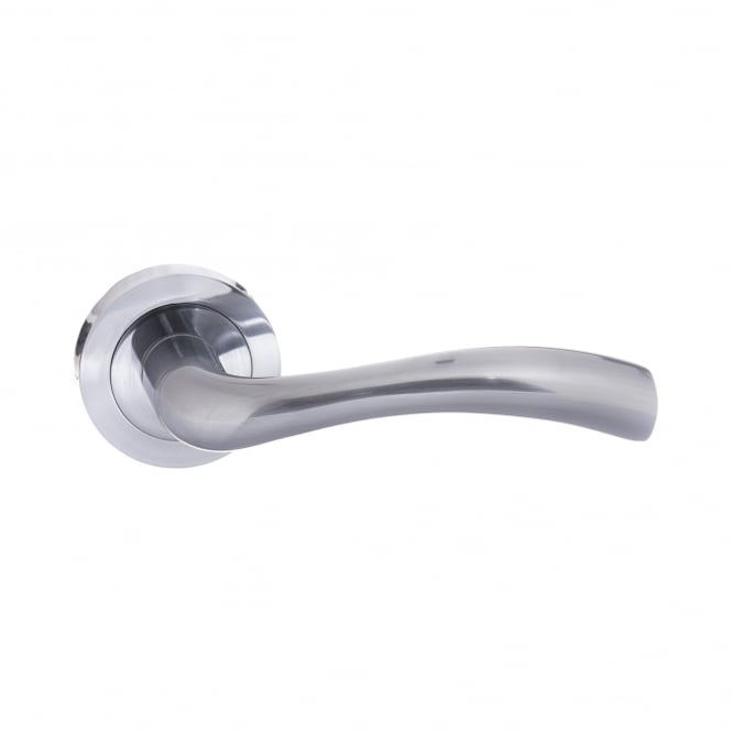 Status Texas Lever on Round Rose Door Handles Satin Chrome