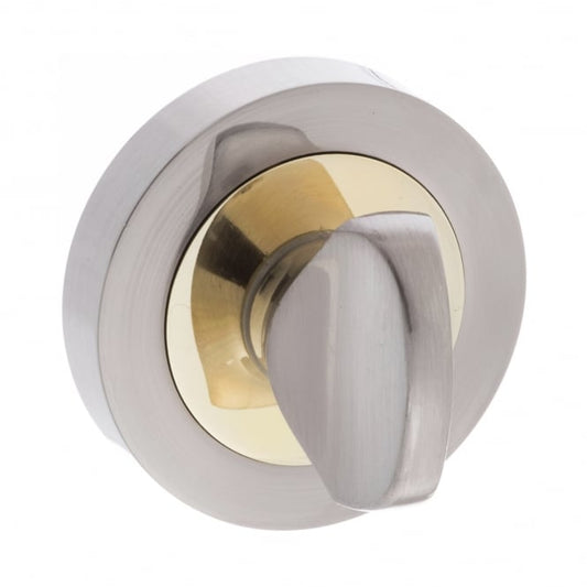 Status WC Turn And Release On Round Rose In Satin Nickel/Polished Brass