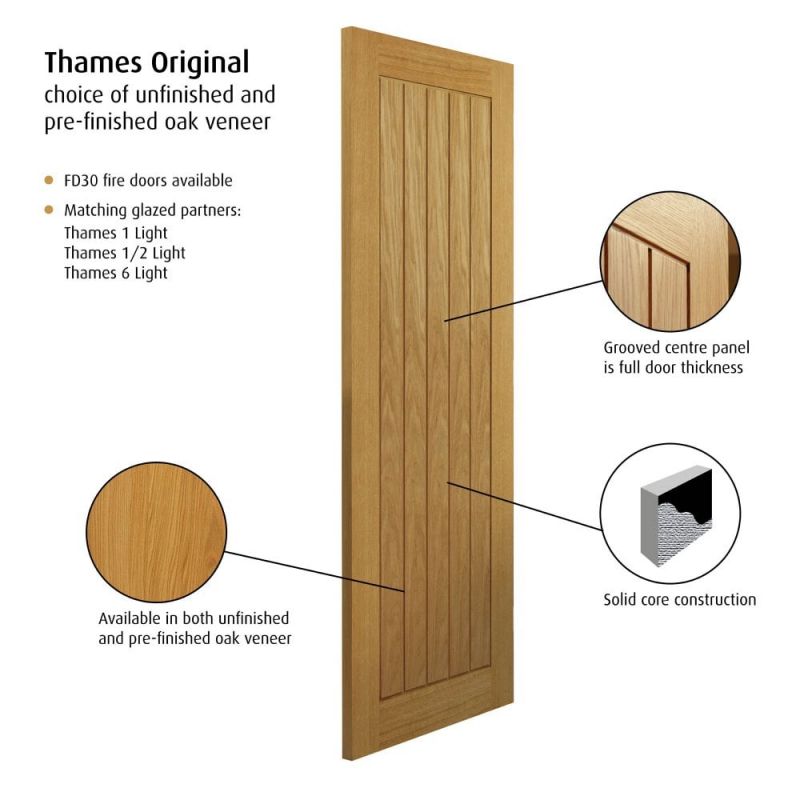 Internal Oak Thames Fire Door Pre-Finished