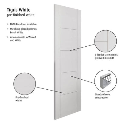 Internal White Tigris 5 Panel Door Pre-Finished