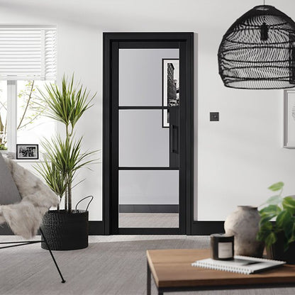 Internal Black Tribeca Glazed Door 3L Clear Glass Industrial Style