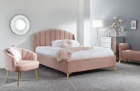 Pettine End Lift Ottoman Bed 135cm Blush Pink