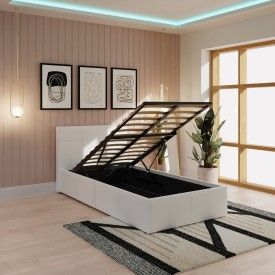 End Lift Ottoman Bed 90cm White