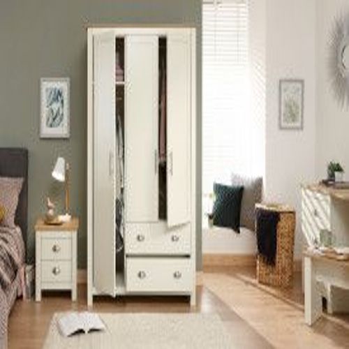 Lancaster 3 Door 2 Drawer Wardrobe In Cream