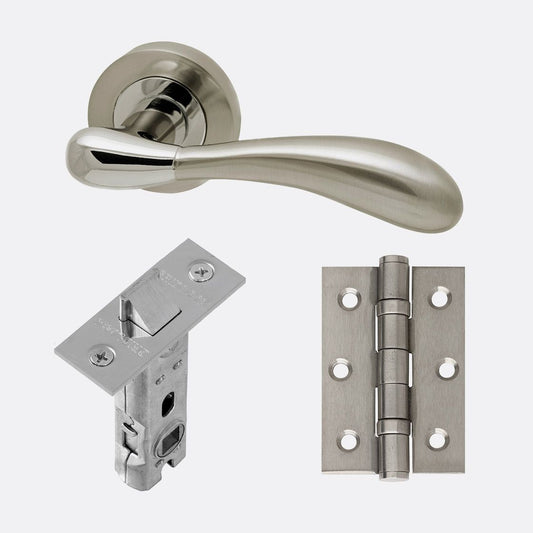 Venus Polished Chrome & Satin Nickel Lever On Rose Door Handle Pack