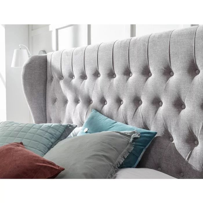 Dakota Platinum Fabric Ottoman Kingsize Bedstead