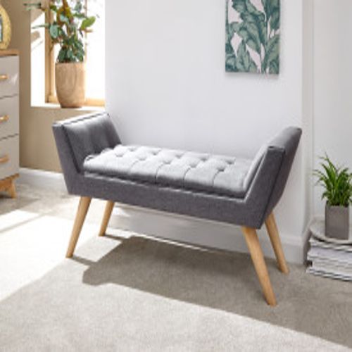 Milan Upholstered Bench Dark Grey Hopstack