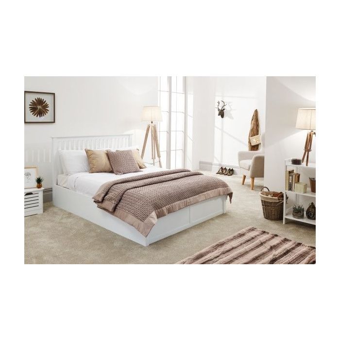 Como  White Wooden Ottoman Single Bedstead