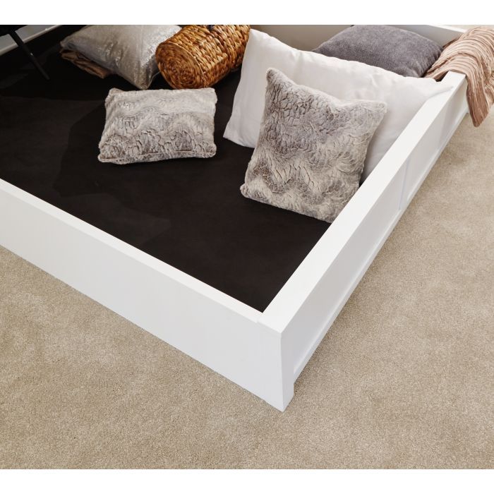 Como White Wooden Ottoman Kingsize Bedstead