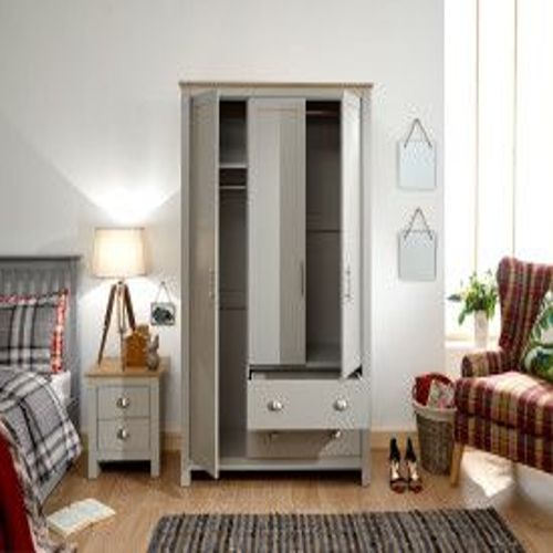 Lancaster 3 Door 2 Drawer Wardrobe In Grey