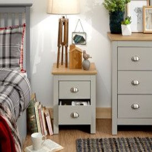 Lancaster 2 Drawer Bedside Cabinet In Grey